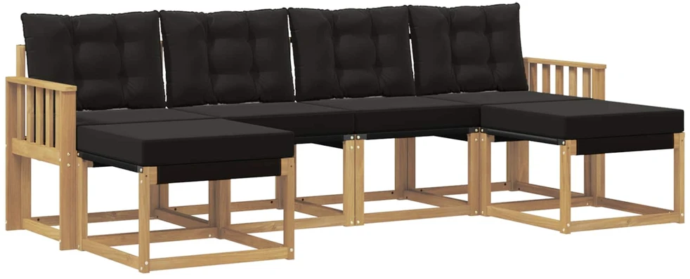 Lauko sofos komplektas 6 vnt. 6 vietos Balta ir juoda