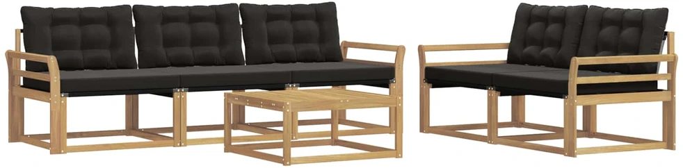 Lauko sofos komplektas 6 vnt. Balta ir juoda