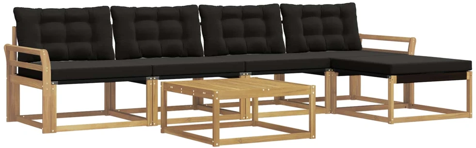 Lauko sofos komplektas 6 vnt. Balta ir juoda