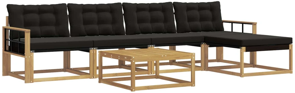Lauko sofos komplektas 6 vnt. Balta ir juoda