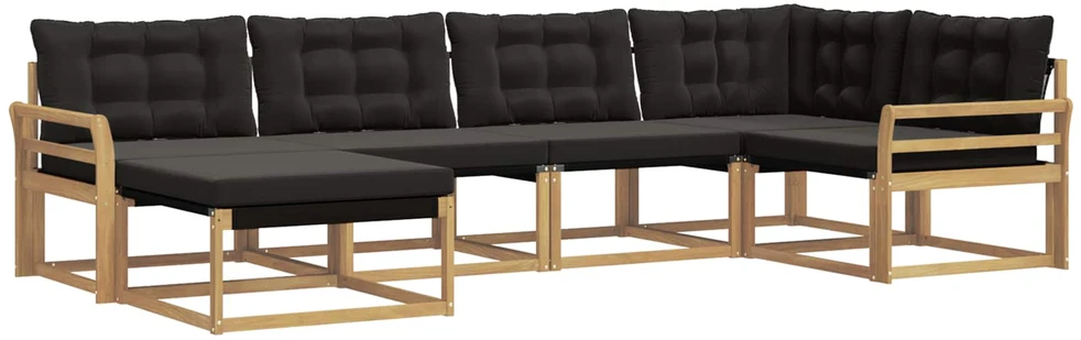 Lauko sofos komplektas 6 vnt. Balta ir juoda