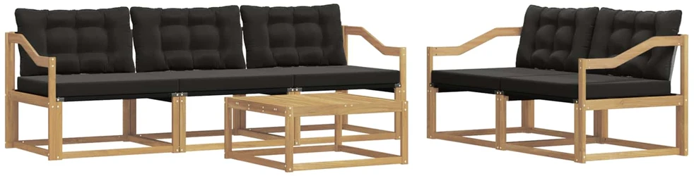 Lauko sofos komplektas 6 vnt. Balta ir juoda