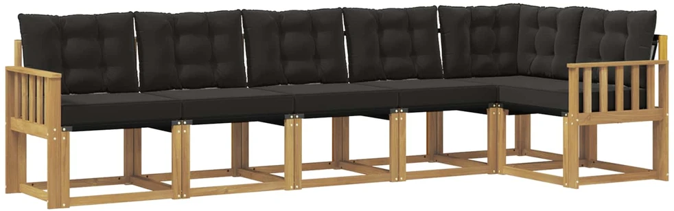 Lauko sofos komplektas 6 vnt. 6 vietos Balta ir juoda