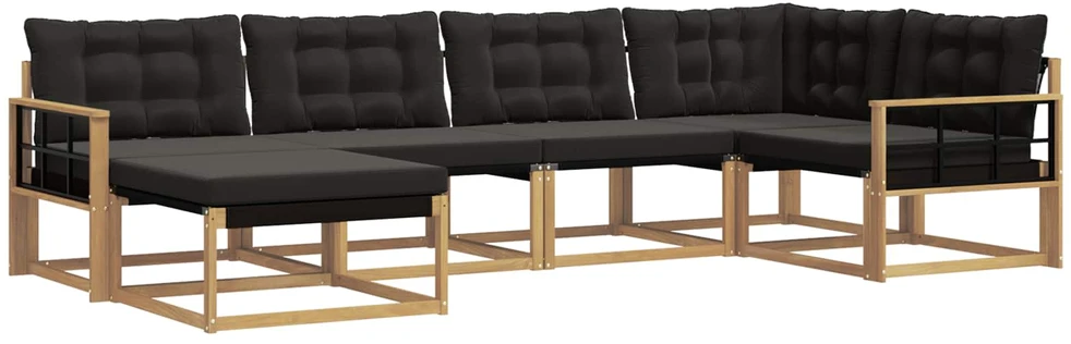 Lauko sofos komplektas 6 vnt. Balta ir juoda