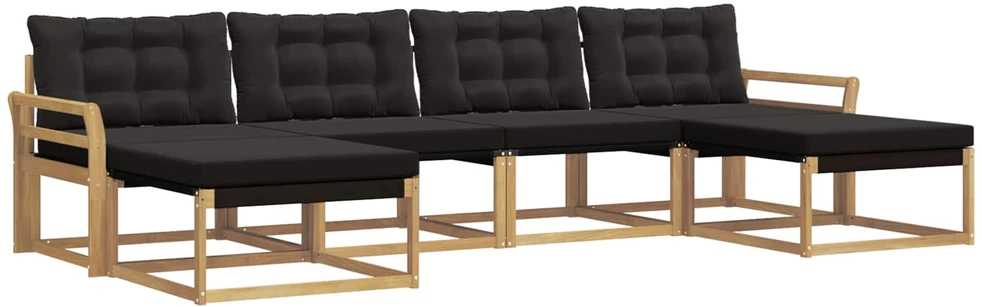 Lauko sofos komplektas 6 vnt. Balta ir juoda
