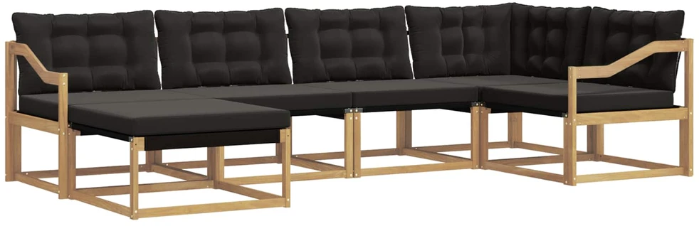 Lauko sofos komplektas 6 vnt. Balta ir juoda