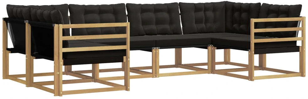 Lauko sofos komplektas 6 vnt. Balta ir juoda
