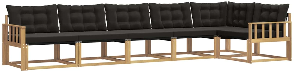 Lauko sofos komplektas 6 vnt. Balta ir juoda
