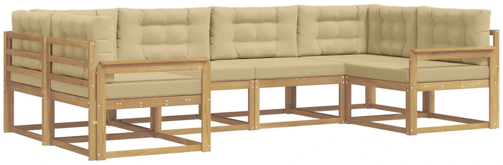 Lauko sofos komplektas 6 vnt. Balta ir kreminė