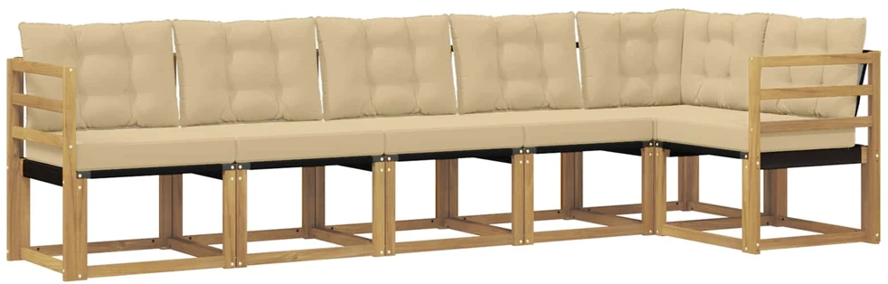 Lauko sofos komplektas 6 vnt. Balta ir kreminė