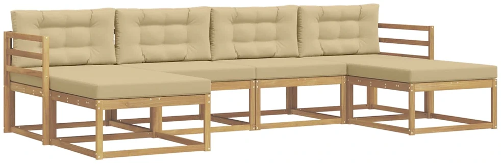 Lauko sofos komplektas 6 vnt. Balta ir kreminė