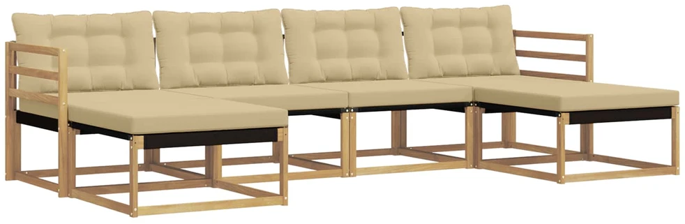 Lauko sofos komplektas 6 vnt. 6 vietos Balta ir kreminė