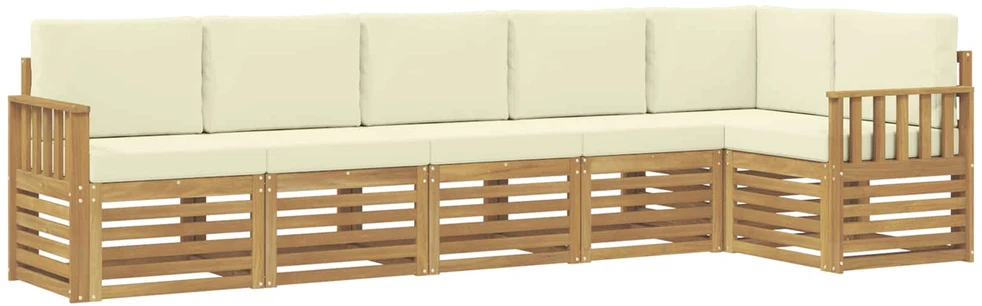 Lauko sofos komplektas 6 vnt. 6 vietos Balta ir kreminė