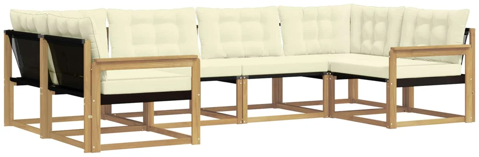 Lauko sofos komplektas 6 vnt. 6 vietos Balta ir kreminė