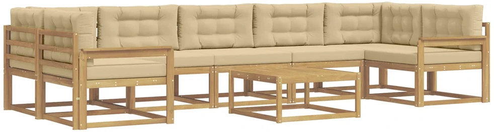Lauko sofos komplektas 6 vnt. 7 vietos Balta ir kreminė