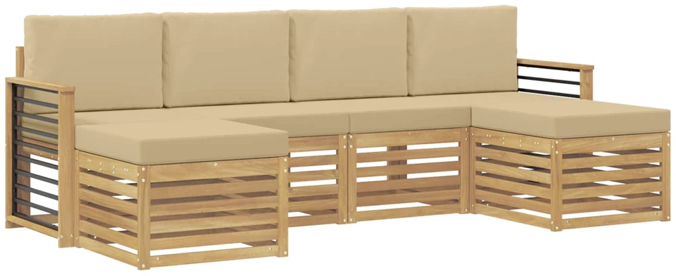 Lauko sofos komplektas 6 vnt. 6 vietos Balta ir kreminė
