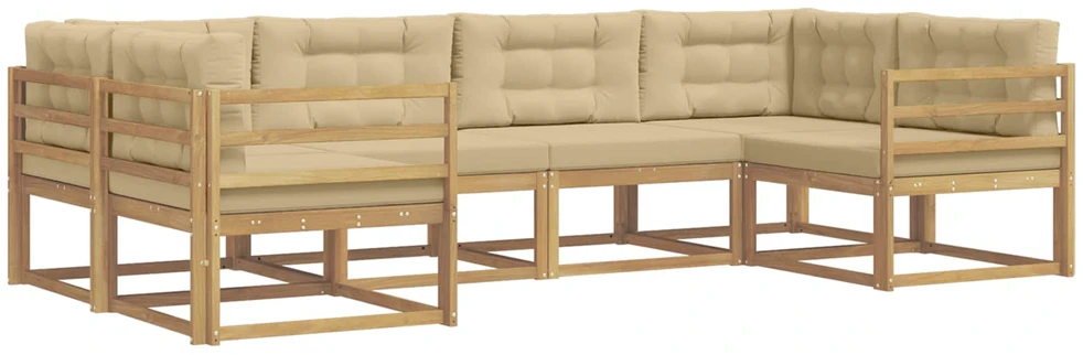 Lauko sofos komplektas 6 vnt. Balta ir kreminė