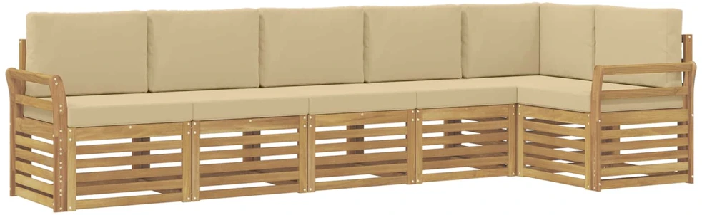 Lauko sofos komplektas 6 vnt. 6 vietos Balta ir kreminė
