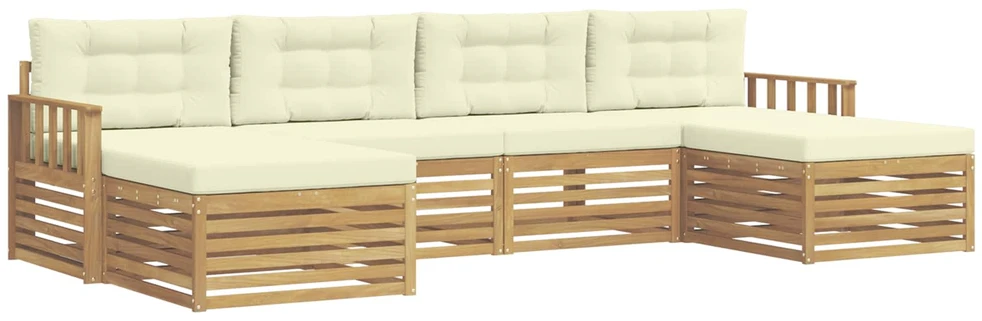 Lauko sofos komplektas 6 vnt. 4 vietos Balta ir kreminė