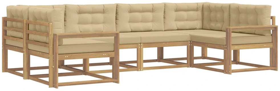 Lauko sofos komplektas 6 vnt. Balta ir kreminė
