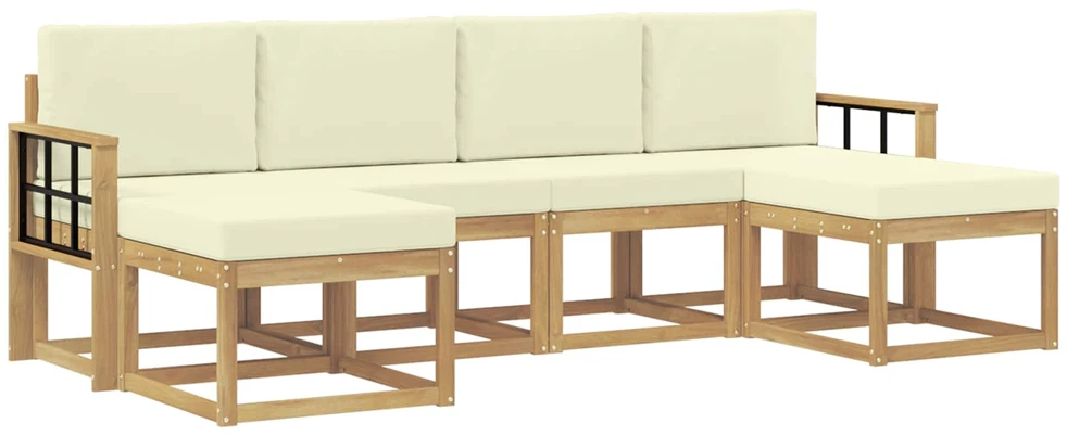 Lauko sofos komplektas 6 vnt. 6 vietos Balta ir kreminė