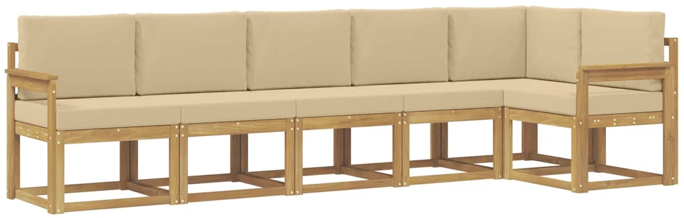 Lauko sofos komplektas 6 vnt. Balta ir kreminė Poliesteris