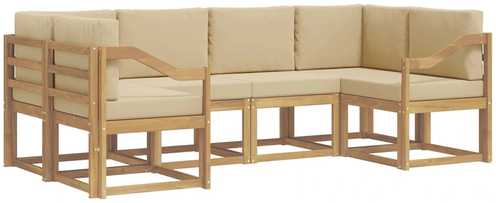 Lauko sofos komplektas 6 vnt. Balta ir kreminė