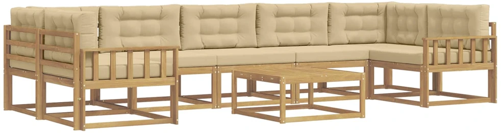 Lauko sofos komplektas 6 vnt. 7 vietos Balta ir kreminė