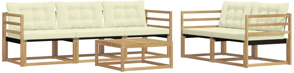 Lauko sofos komplektas 6 vnt. Balta ir kreminė