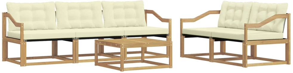 Lauko sofos komplektas 6 vnt. Balta ir kreminė