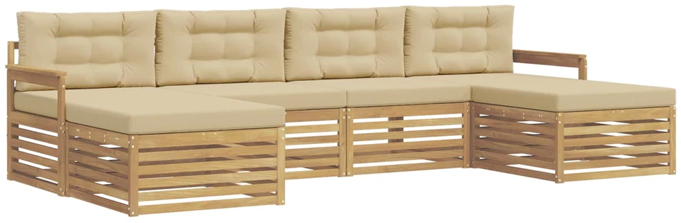 Lauko sofos komplektas 6 vnt. 4 vietos Balta ir kreminė