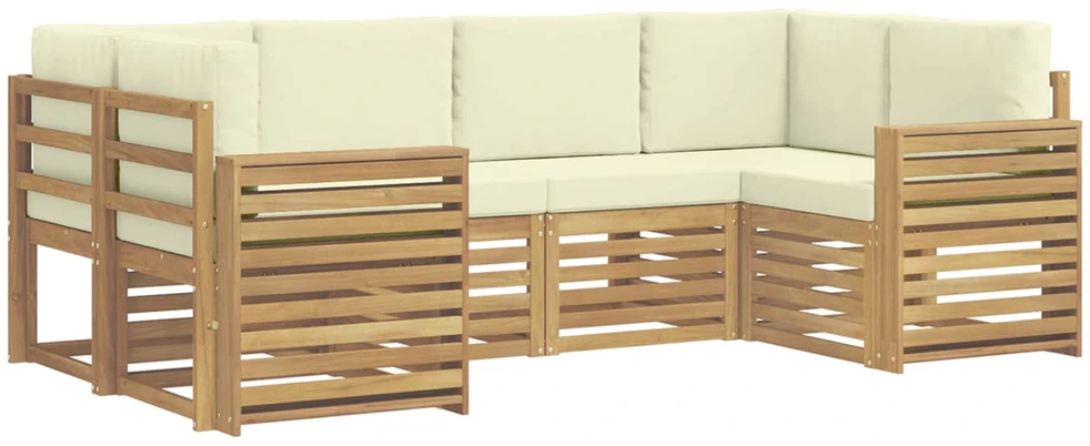 Lauko sofos komplektas 6 vnt. 6 vietos Balta ir kreminė