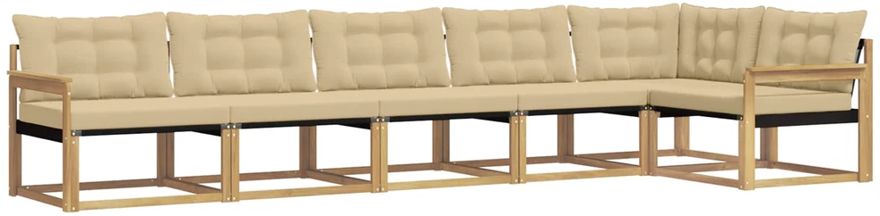 Lauko sofos komplektas 6 vnt. Balta ir kreminė