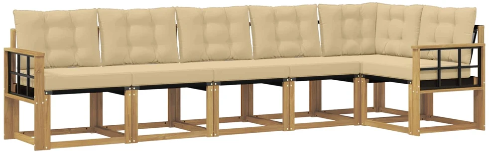 Lauko sofos komplektas 6 vnt. 6 vietos Balta ir kreminė
