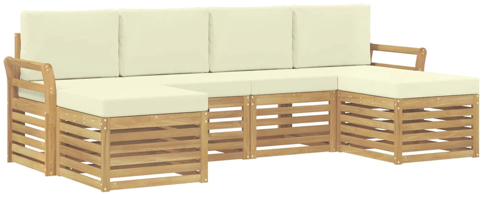 Lauko sofos komplektas 6 vnt. 6 vietos Balta ir kreminė