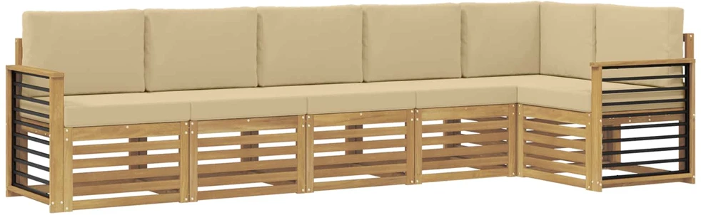 Lauko sofos komplektas 6 vnt. 6 vietos Balta ir kreminė