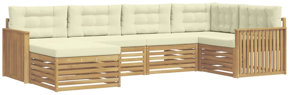Lauko sofos komplektas 6 vnt. 6 vietos Balta ir kreminė