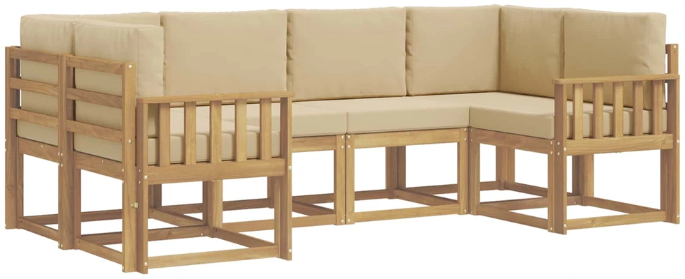 Lauko sofos komplektas 6 vnt. Balta ir kreminė