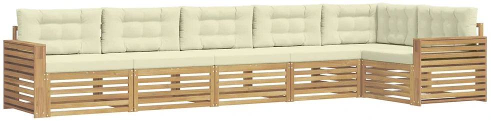 Lauko sofos komplektas 6 vnt. 6 vietos Balta ir kreminė
