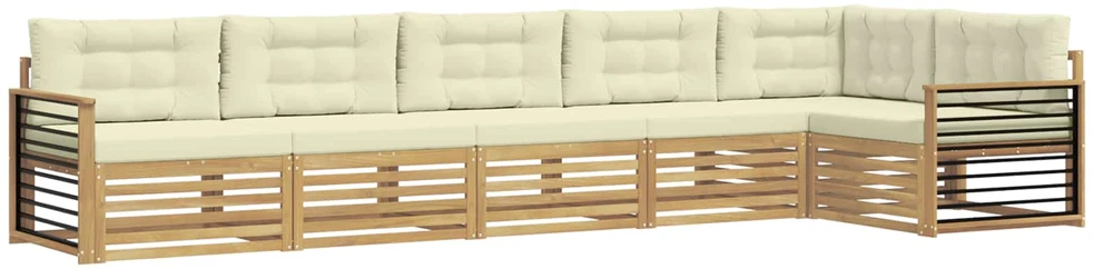 Lauko sofos komplektas 6 vnt. 6 vietos Balta ir kreminė