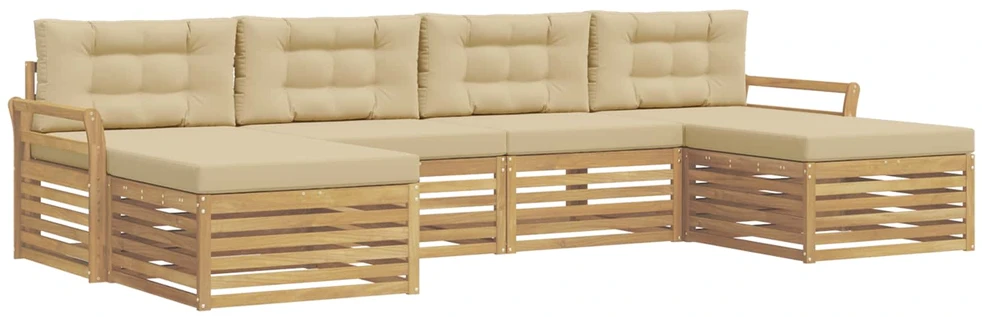 Lauko sofos komplektas 6 vnt. Balta ir kreminė