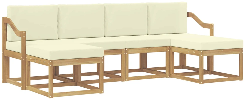 Lauko sofos komplektas 6 vnt. 6 vietos Balta ir kreminė