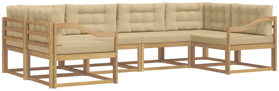 Lauko sofos komplektas 6 vnt. Balta ir kreminė