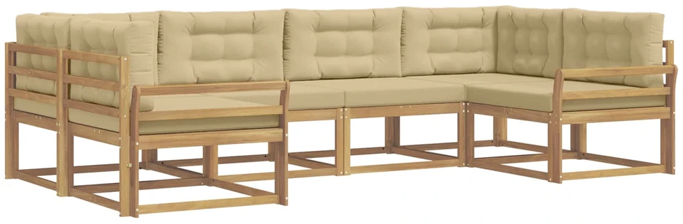 Lauko sofos komplektas 6 vnt. Balta ir kreminė