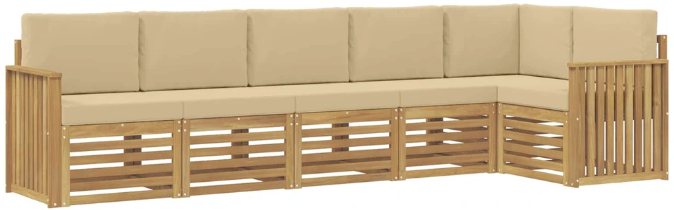 Lauko sofos komplektas 6 vnt. 6 vietos Balta ir kreminė