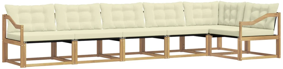 Lauko sofos komplektas 6 vnt. Balta ir kreminė