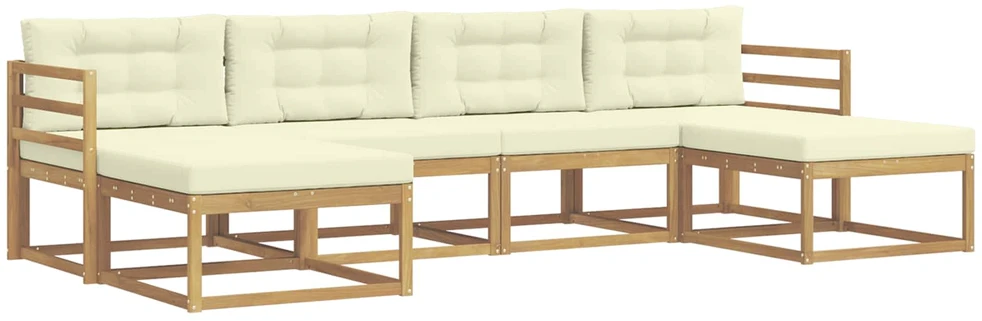 Lauko sofos komplektas 6 vnt. 6 vietos Balta ir kreminė