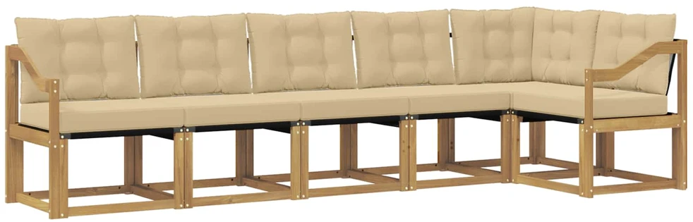Lauko sofos komplektas 6 vnt. Balta ir kreminė
