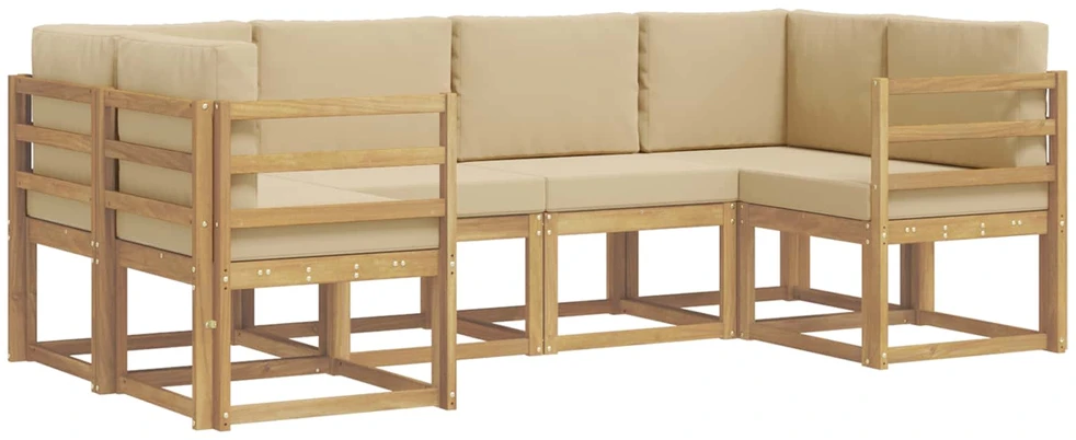 Lauko sofos komplektas 6 vnt. Balta ir kreminė
