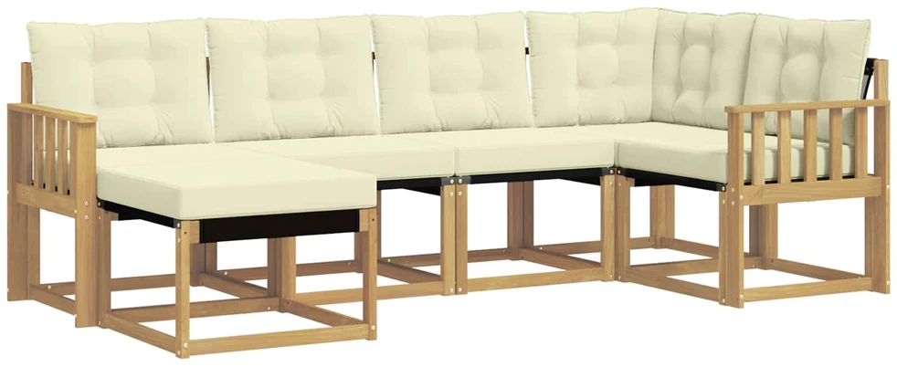 Lauko sofos komplektas 6 vnt. 6 vietos Balta ir kreminė